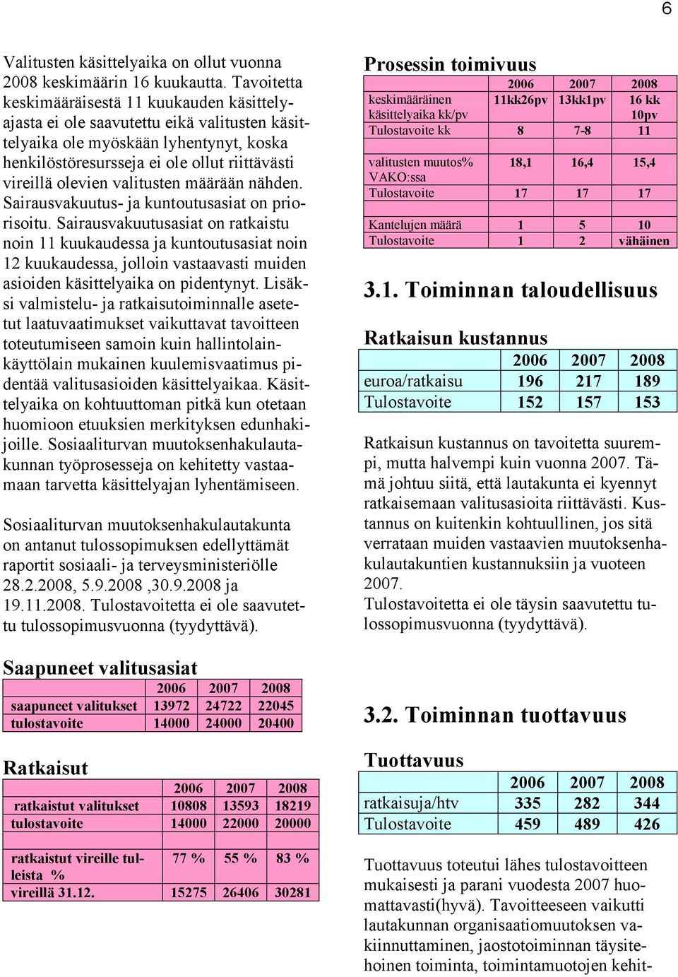 valitusten määrään nähden. Sairausvakuutus- ja kuntoutusasiat on priorisoitu.