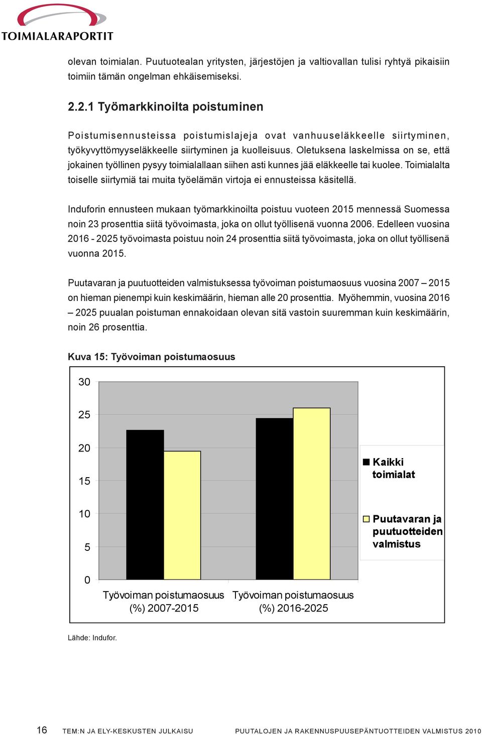 Oletuksena laskelmissa on se, että jokainen työllinen pysyy toimialallaan siihen asti kunnes jää eläkkeelle tai kuolee.