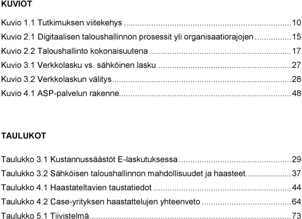 1 ASP-palvelun rakenne... 48 TAULUKOT Taulukko 3.1 Kustannussäästöt E-laskutuksessa... 29 Taulukko 3.