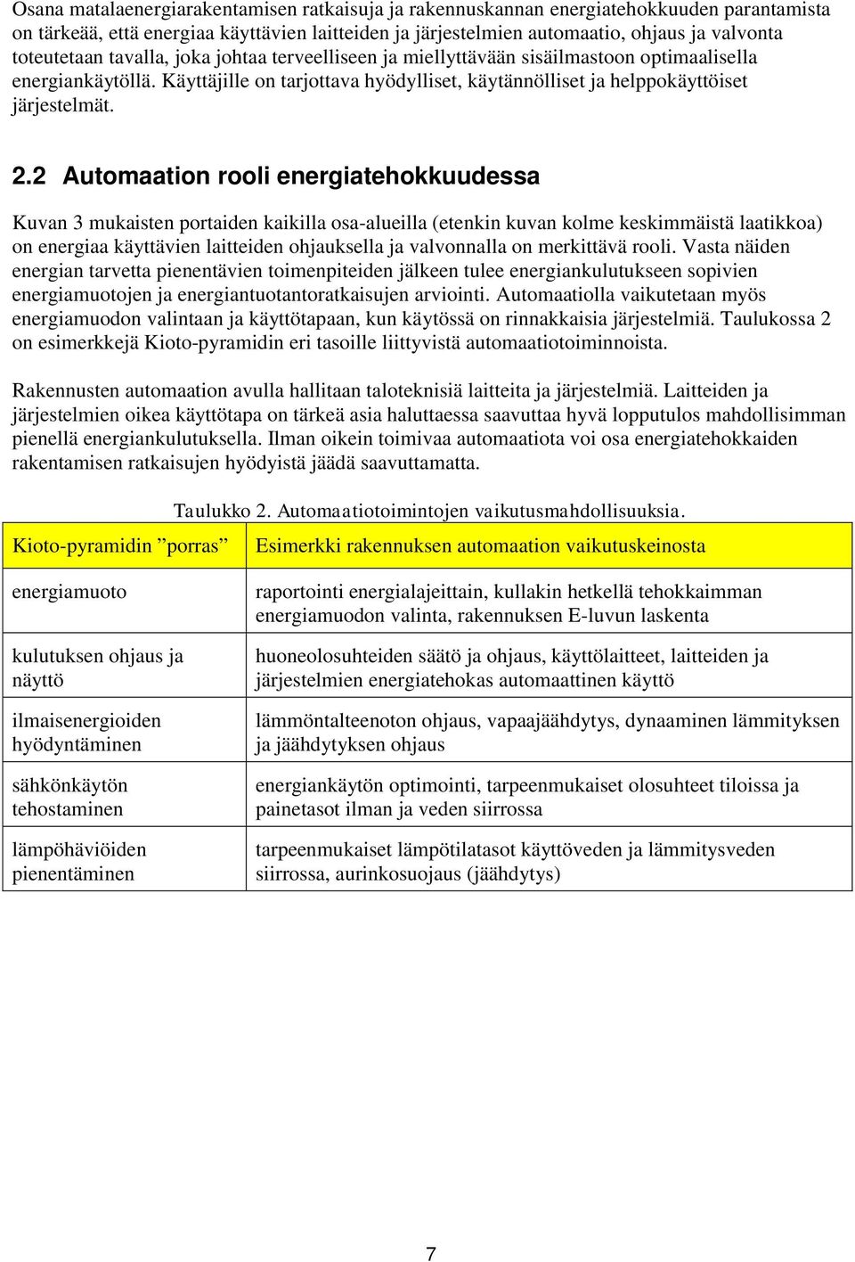 2.2 Automaation rooli energiatehokkuudessa Kuvan 3 mukaisten portaiden kaikilla osa-alueilla (etenkin kuvan kolme keskimmäistä laatikkoa) on energiaa käyttävien laitteiden ohjauksella ja valvonnalla