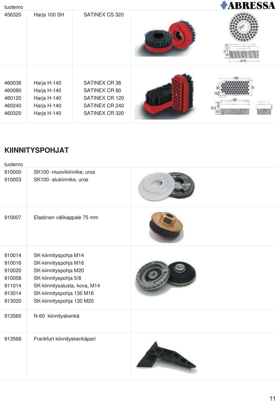 Elastinen välikappale 75 mm 910014 SK-kiinnityspohja M14 910016 SK-kiinnityspohja M16 910020 SK-kiinnityspohja M20 910058 SK-kiinnityspohja 5/8 911014