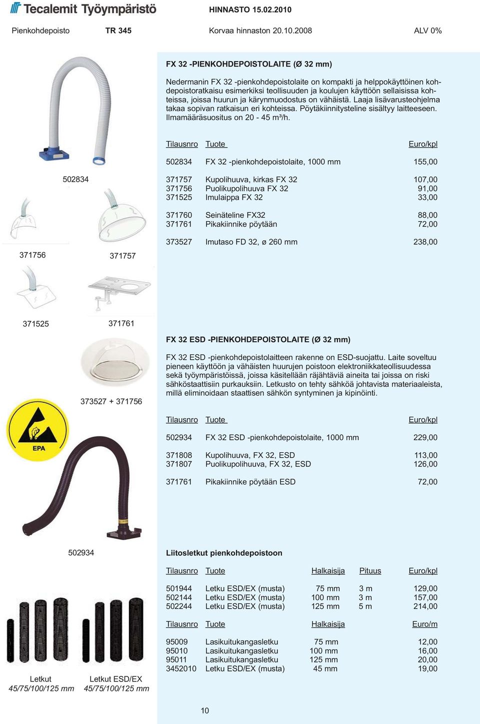 Ilmamääräsuositus on 20-45 m³/h.