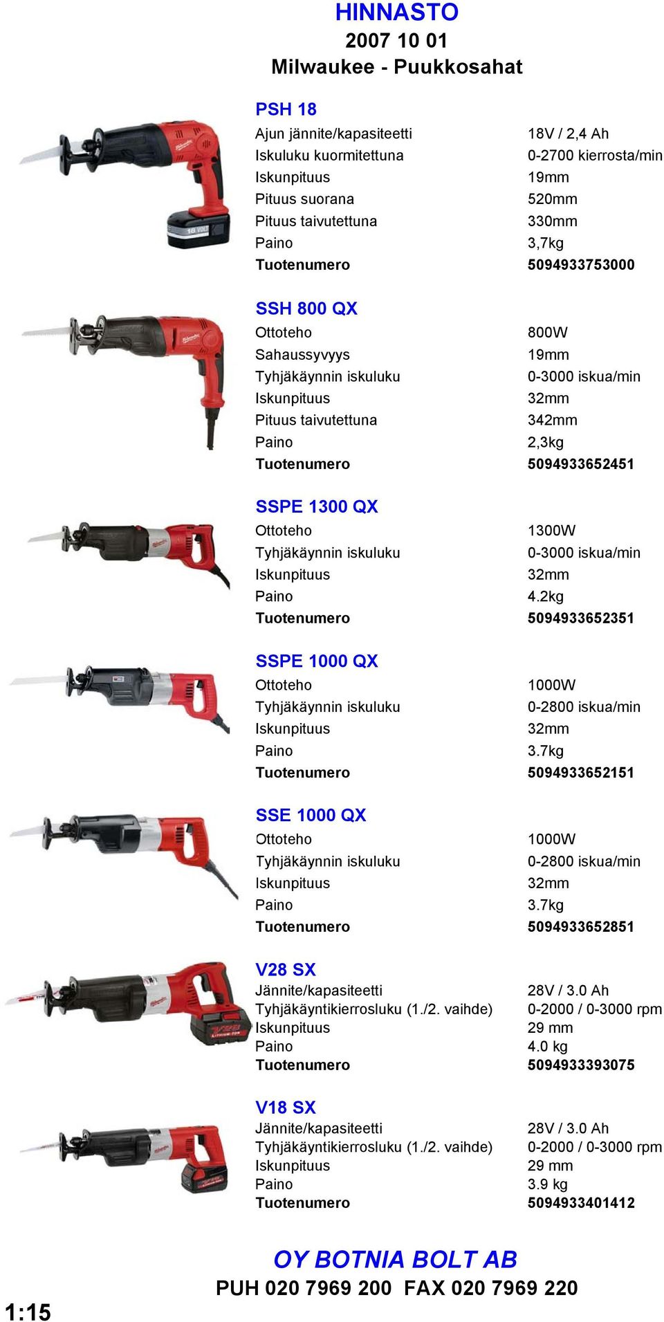 1300 QX Ottoteho 1300W Tyhjäkäynnin iskuluku 0-3000 iskua/min Iskunpituus 32mm Paino 4.