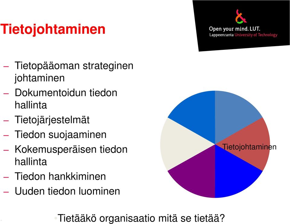 suojaaminen Kokemusperäisen tiedon hallinta Tiedon