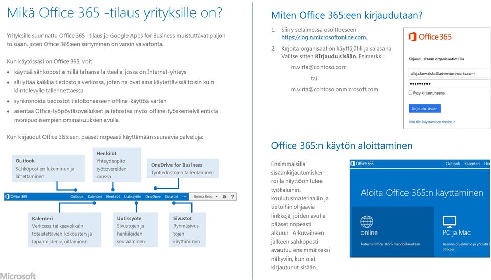 kiintolevylle tallennettaessa Miten Office 365:een kirjaudutaan? 1. Siirry selaimessa osoitteeseen https://login.microsoftonline.com. 2. Kirjoita organisaation käyttäjätili ja salasana.