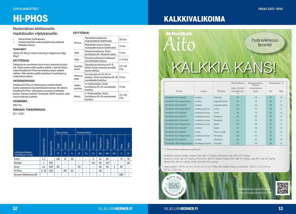 ja käyttöä. Täytä ruiskun säiliö puoliksi vedellä. Lisää tarvittava määrä Headland Hi-Phos lannoitetta ja loput vedestä säiliöön. Pidä sekoitus päälle kytkettynä maantieajon ja ruiskutuksen aikana.