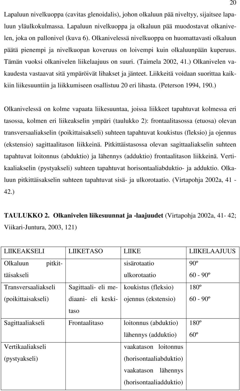 Olkanivelessä nivelkuoppa on huomattavasti olkaluun päätä pienempi ja nivelkuopan koveruus on loivempi kuin olkaluunpään kuperuus. Tämän vuoksi olkanivelen liikelaajuus on suuri. (Taimela 2002, 41.