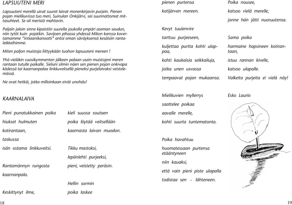 Savijoen pihassa yhdessä Mikon kanssa kovertamamme intiaanikanootti antoi oman säväyksensä kesäisiin rantaleikkeihimme. Miten paljon muistoja liittyykään tuohon lapsuuteni mereen!