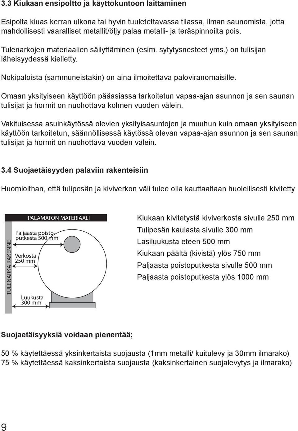 Omaan yksityiseen käyttöön pääasiassa tarkoitetun vapaa-ajan asunnon ja sen saunan tulisijat ja hormit on nuohottava kolmen vuoden välein.