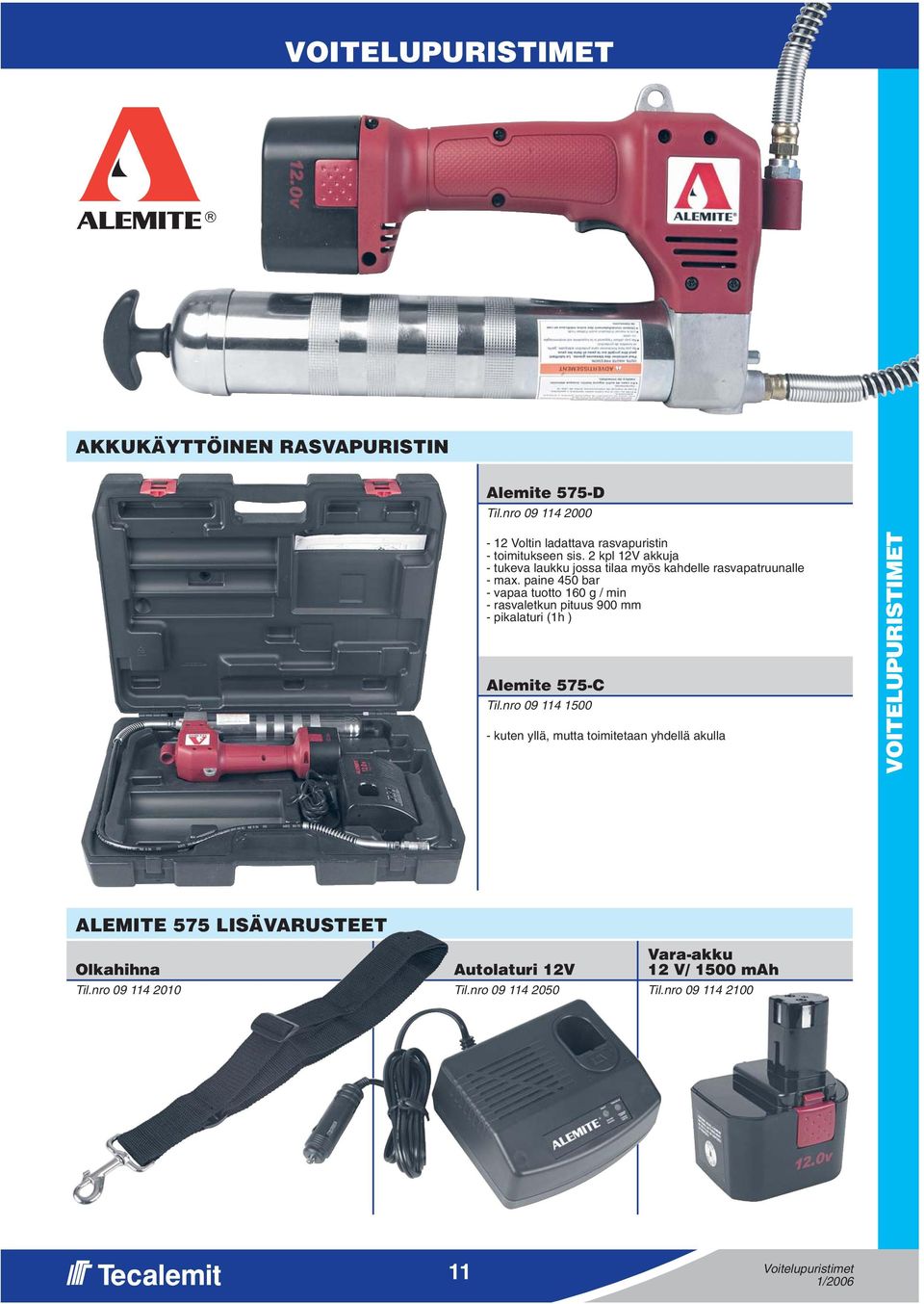 paine 450 bar - vapaa tuotto 160 g / min - rasvaletkun pituus 900 mm - pikalaturi (1h ) Alemite 575-C Til.