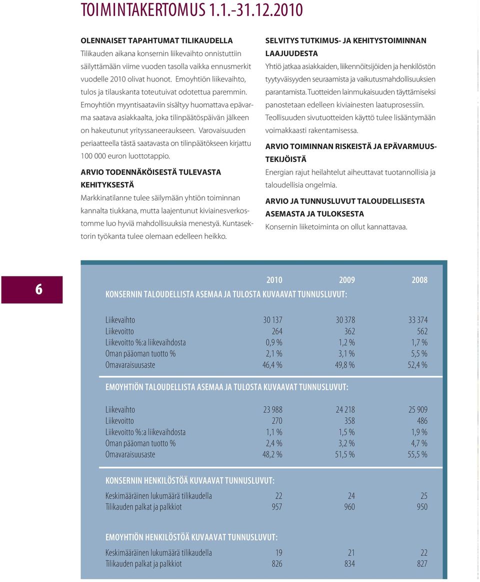 Emoyhtiön liikevaihto, tulos ja tilauskanta toteutuivat odotettua paremmin.