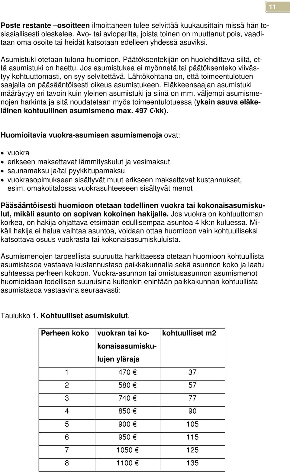 Päätöksentekijän on huolehdittava siitä, että asumistuki on haettu. Jos asumistukea ei myönnetä tai päätöksenteko viivästyy kohtuuttomasti, on syy selvitettävä.