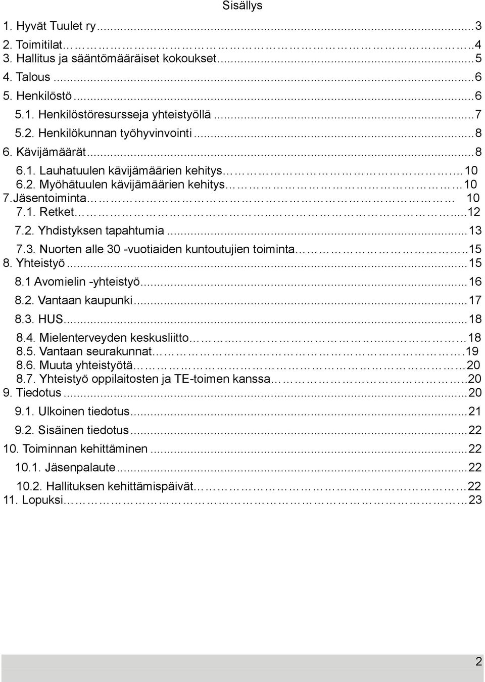 7.3. Nuorten alle 30 -vuotiaiden kuntoutujien toiminta..15 8. Yhteistyö... 15 8.1 Avomielin -yhteistyö... 16 8.2. Vantaan kaupunki... 17 8.3. HUS... 18 8.4. Mielenterveyden keskusliitto..... 18 8.5. Vantaan seurakunnat.