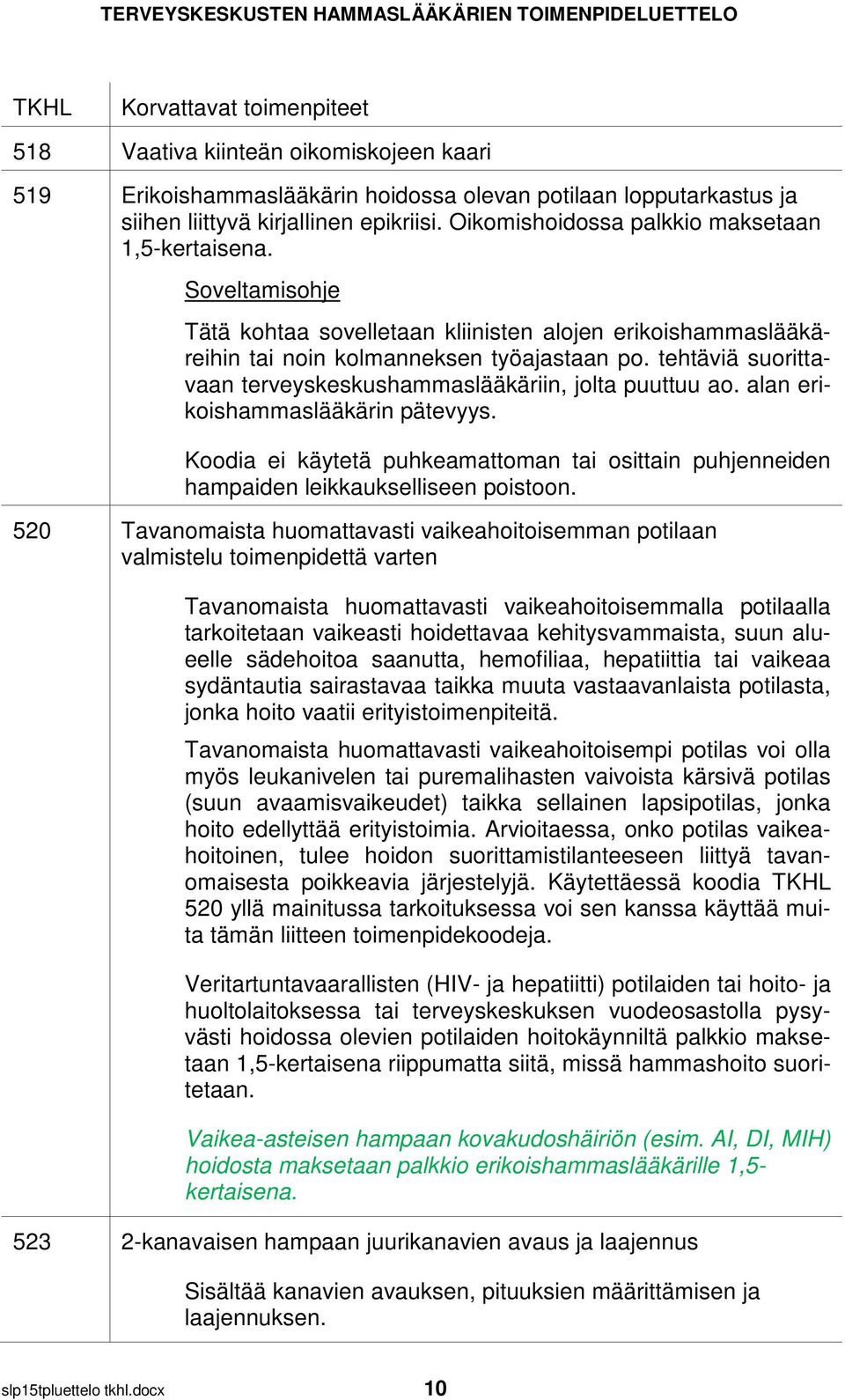 alan erikoishammaslääkärin pätevyys. Koodia ei käytetä puhkeamattoman tai osittain puhjenneiden hampaiden leikkaukselliseen poistoon.