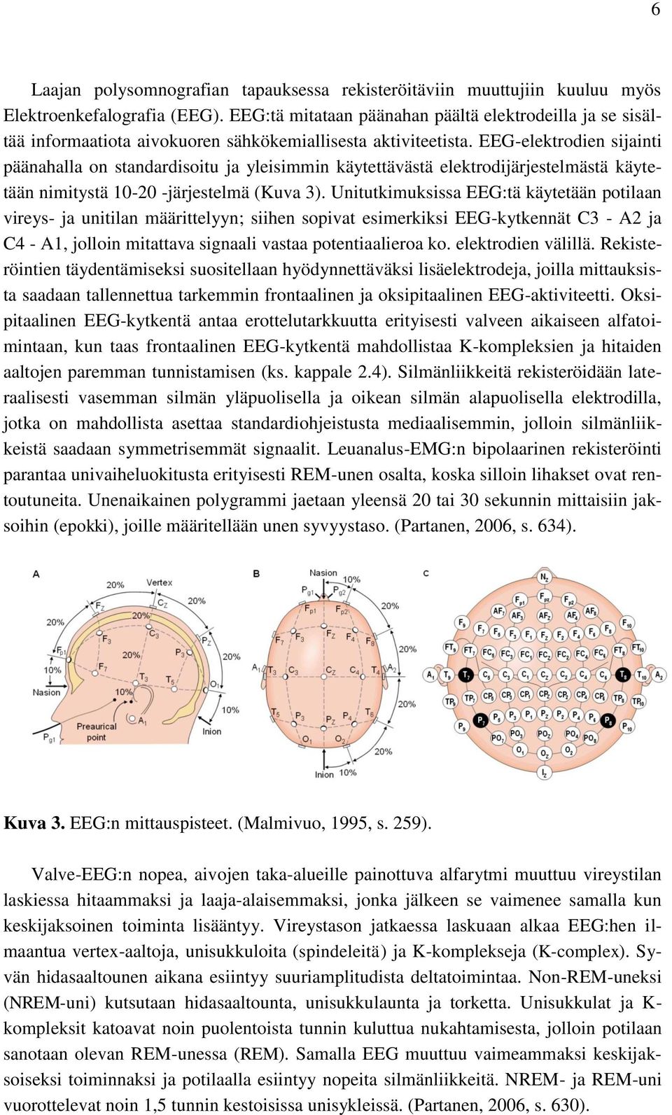 EEG-elektrodien sijainti päänahalla on standardisoitu ja yleisimmin käytettävästä elektrodijärjestelmästä käytetään nimitystä 10-20 -järjestelmä (Kuva 3).