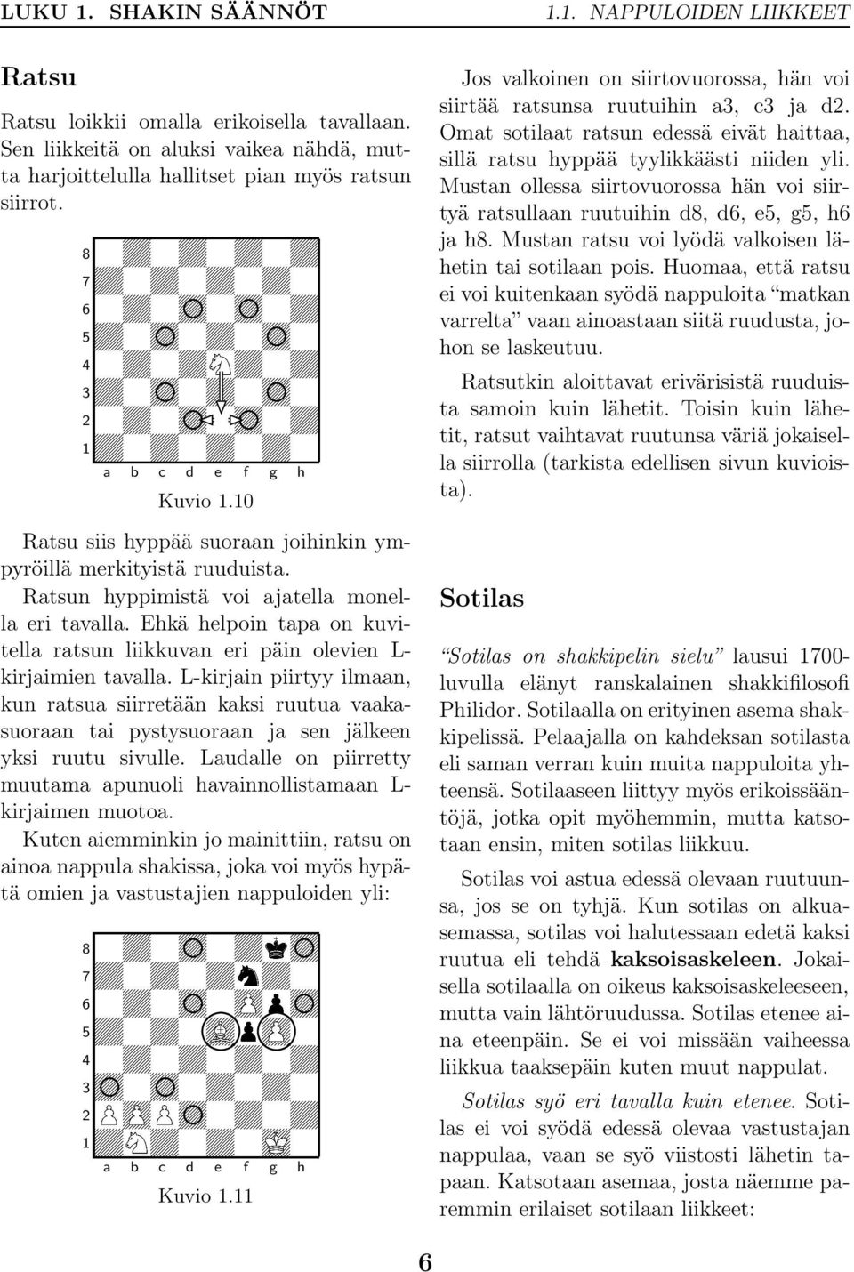 Ehkä helpoin tapa on kuvitella ratsun liikkuvan eri päin olevien L- kirjaimien tavalla.