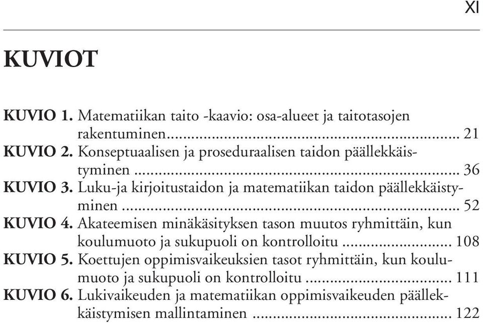 Luku-ja kirjoitustaidon ja matematiikan taidon päällekkäistyminen... 52 KUVIO 4.