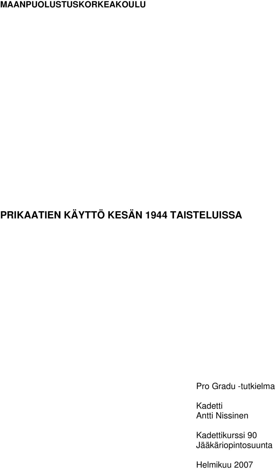 -tutkielma Kadetti Antti Nissinen
