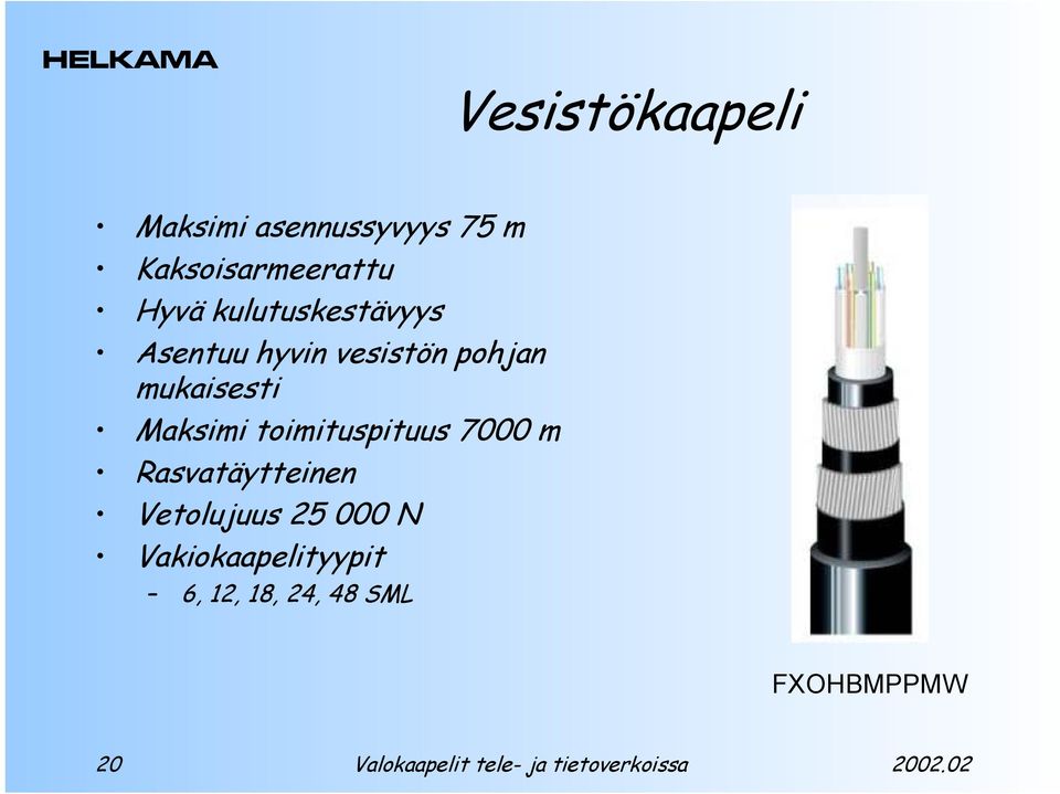 mukaisesti Maksimi toimituspituus 7000 m Rasvatäytteinen