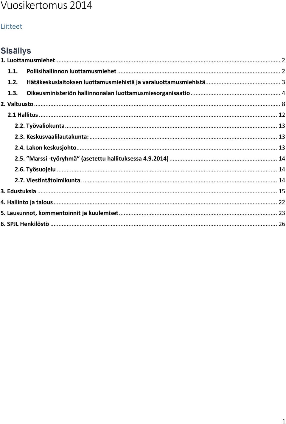 .. 13 2.4. Lakon keskusjohto... 13 2.5. Marssi -työryhmä (asetettu hallituksessa 4.9.2014)... 14 2.6. Työsuojelu... 14 2.7. Viestintätoimikunta.... 14 3.