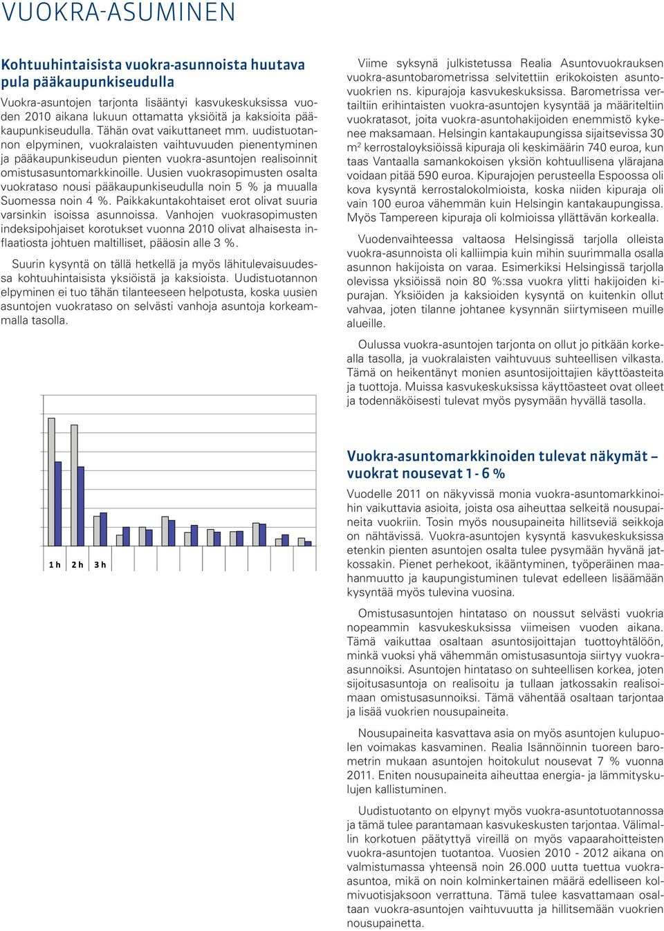 uudistuotannon elpyminen, vuokralaisten vaihtuvuuden pienentyminen ja pääkaupunkiseudun pienten vuokra-asuntojen realisoinnit omistusasuntomarkkinoille.