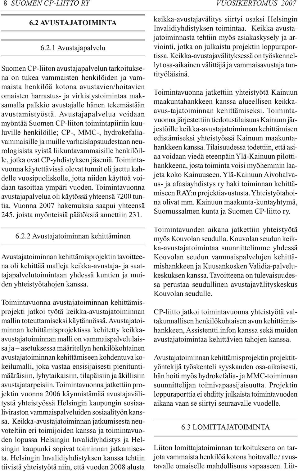 AVUSTAJATOIMINTA 6.2.