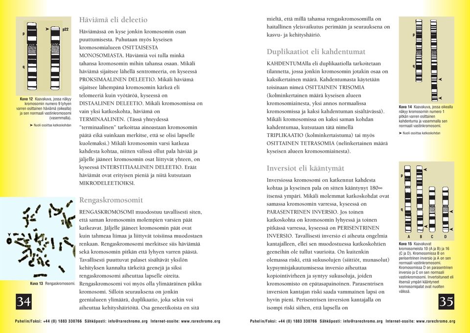 Häviämiä voi tulla minkä tahansa kromosomin mihin tahansa osaan. Mikäli häviämä sijaitsee lähellä sentromeeria, on kyseessä PROKSIMAALINEN DELEETIO.