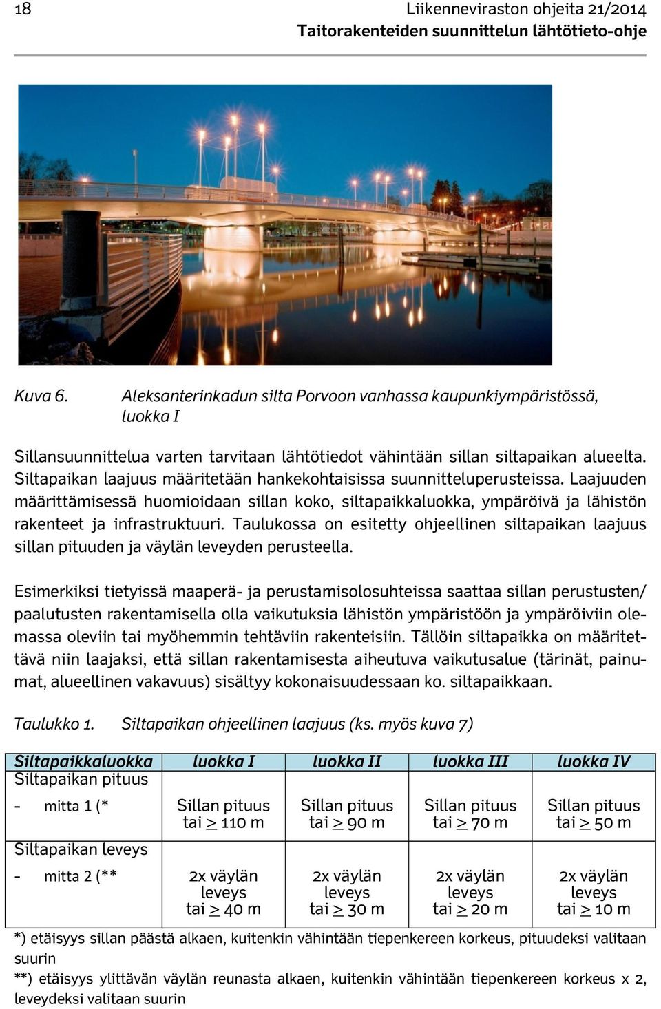 Siltapaikan laajuus määritetään hankekohtaisissa suunnitteluperusteissa. Laajuuden määrittämisessä huomioidaan sillan koko, siltapaikkaluokka, ympäröivä ja lähistön rakenteet ja infrastruktuuri.