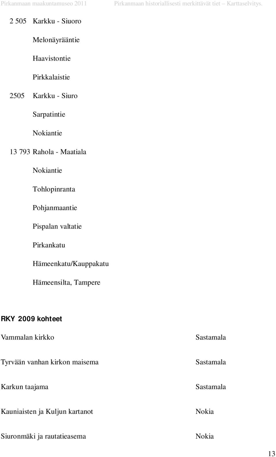 Hämeenkatu/Kauppakatu Hämeensilta, Tampere RKY 2009 kohteet Vammalan kirkko Sastamala Tyrvään vanhan