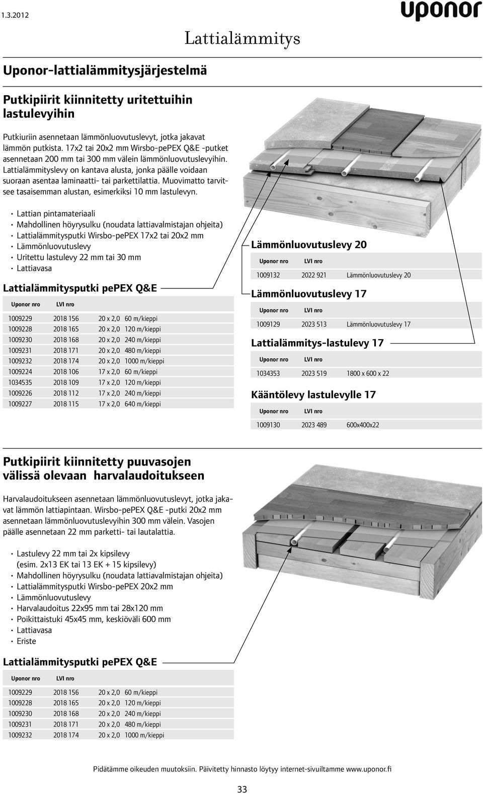 Lattialämmityslevy on kantava alusta, jonka päälle voidaan suoraan asentaa laminaatti- tai parkettilattia. Muovimatto tarvitsee tasaisemman alustan, esimerkiksi 10 mm lastulevyn.