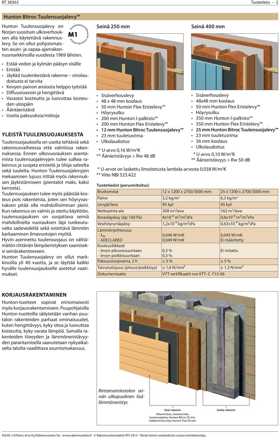 Estää vedon ja kylmän pääsyn sisälle Eristää Jäykkä tuulenkestävä rakenne vinolaudoitusta ei tarvita Kevyen painon ansiosta helppo työstää Diffuusioavoin ja hengittävä Varastoi kosteutta ja luovuttaa