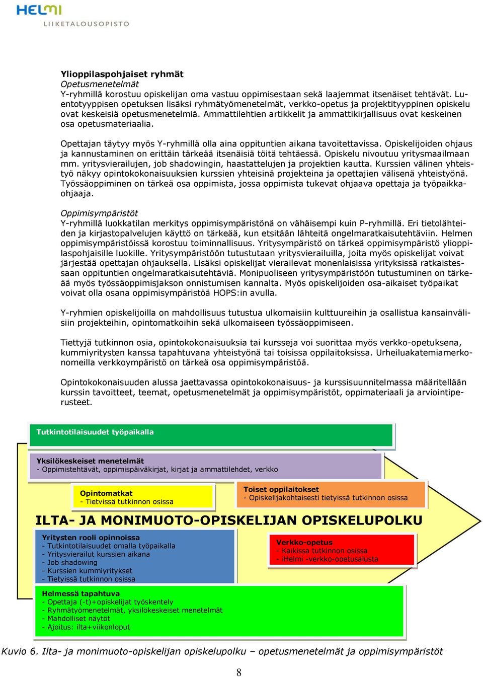 Ammattilehtien artikkelit ja ammattikirjallisuus ovat keskeinen osa opetusmateriaalia. Opettajan täytyy myös Y-ryhmillä olla aina oppituntien aikana tavoitettavissa.