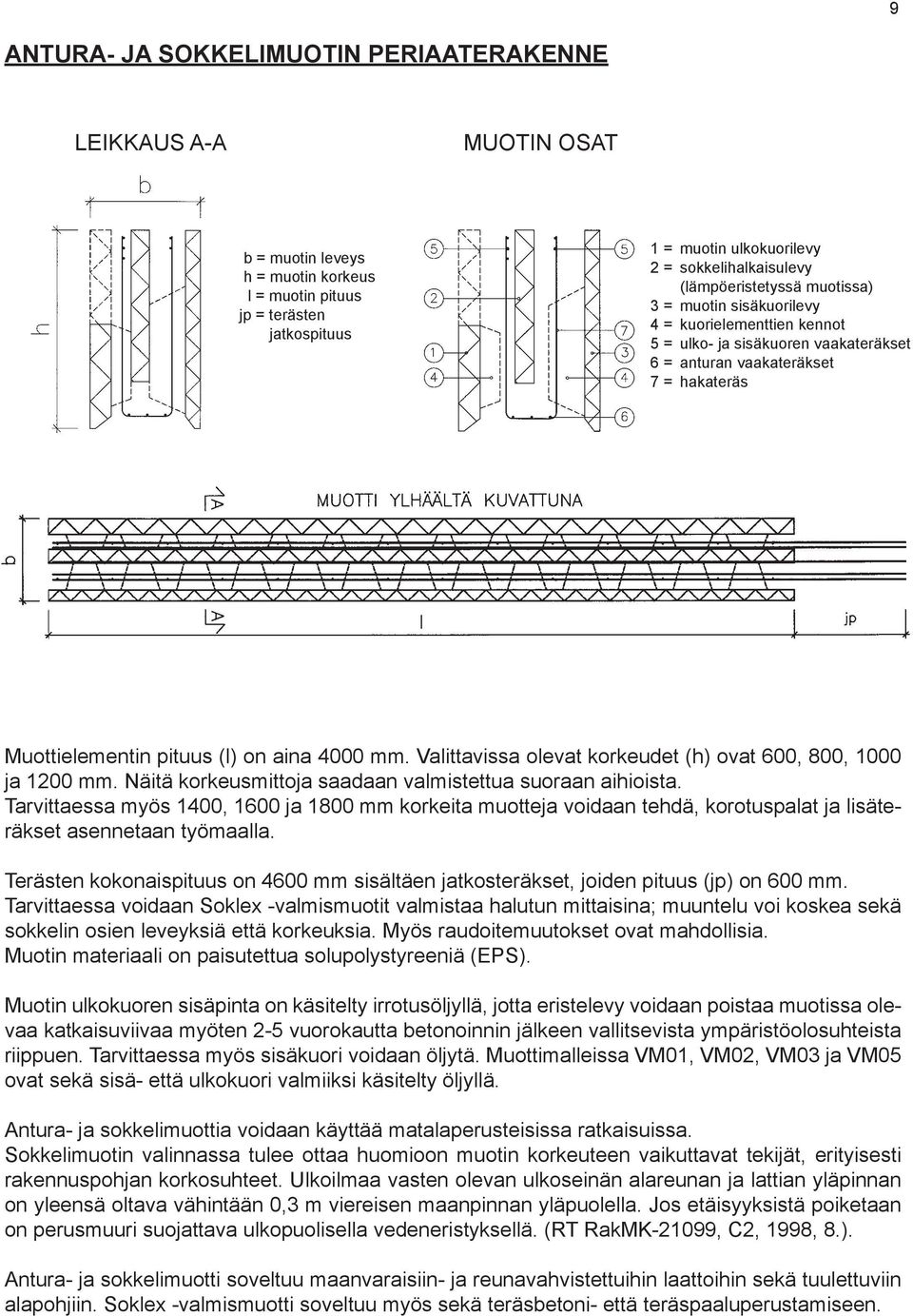 mm. Valittavissa olevat korkeudet (h) ovat 600, 800, 1000 ja 1200 mm. Näitä korkeusmittoja saadaan valmistettua suoraan aihioista.