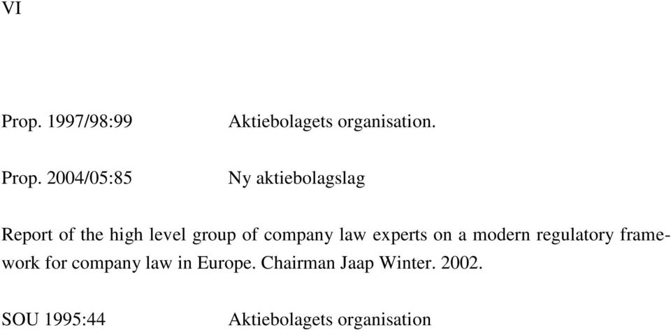 2004/05:85 Ny aktiebolagslag Report of the high level group of