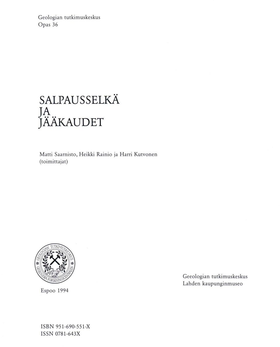 Kutvonen (toimittajat) Espoo 1994 Geeologian