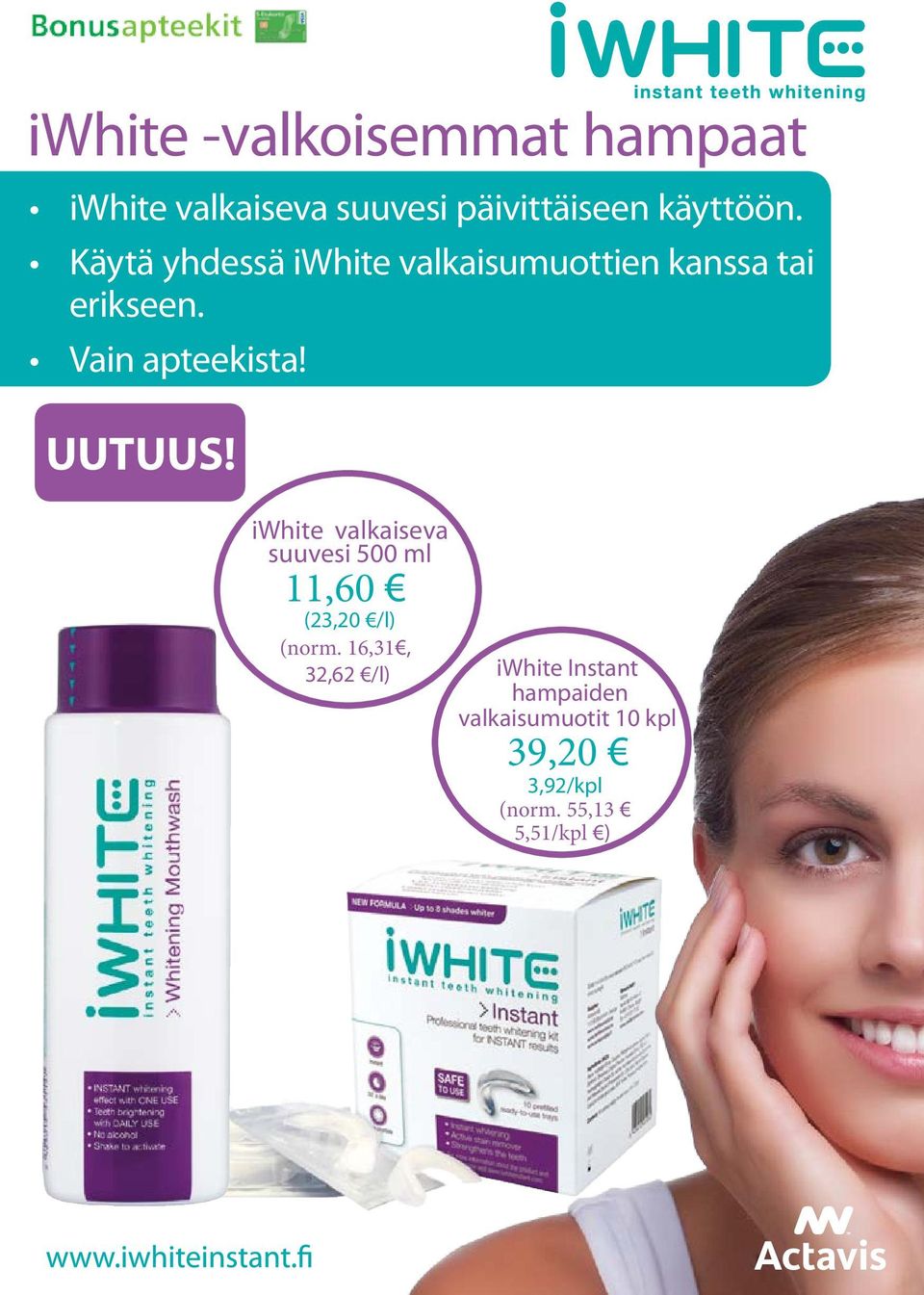 UUTUUS! iwhite valkaiseva suuvesi 500 ml 11,60 (23,20 /l) (norm.