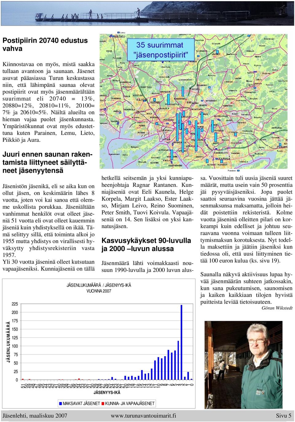 Näiltä alueilta on hieman vajaa puolet jäsenkunnasta. Ympäristökunnat ovat myös edustettuna kuten Parainen, Lemu, Lieto, Piikkiö ja Aura.