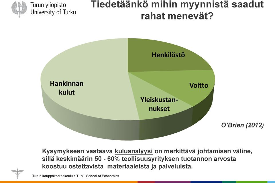 merkittävä johtamisen väline, sillä keskimäärin 50-60%