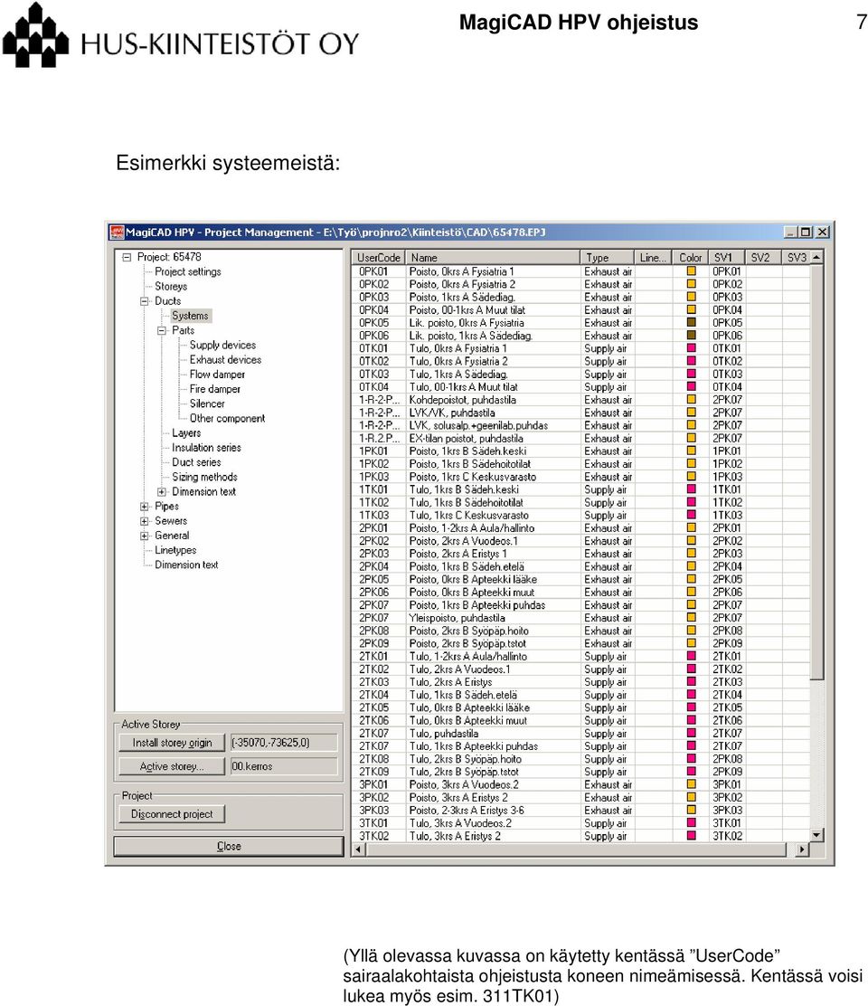 UserCode sairaalakohtaista ohjeistusta koneen