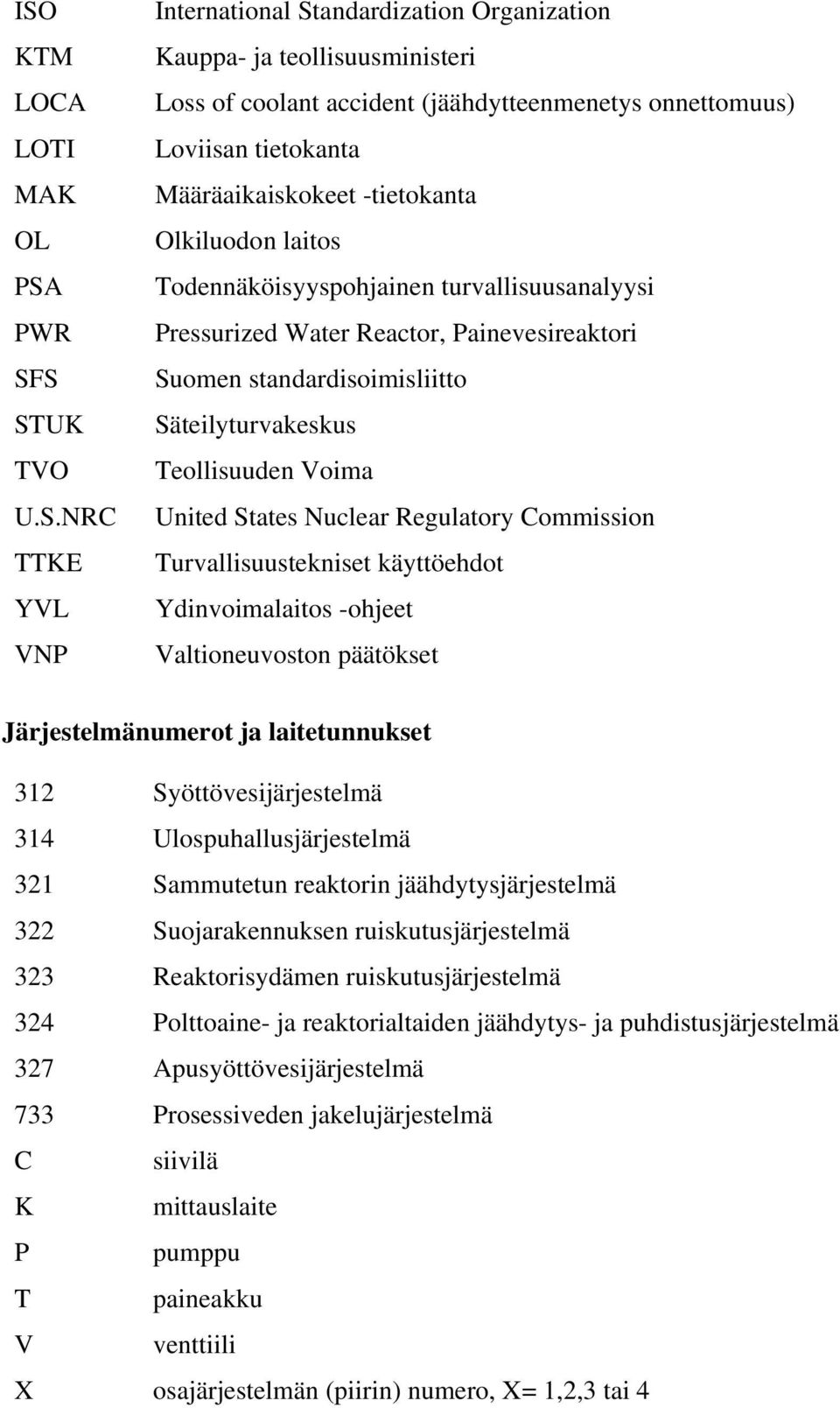 Säteilyturvakeskus Teollisuuden Voima United States Nuclear Regulatory Commission Turvallisuustekniset käyttöehdot Ydinvoimalaitos -ohjeet Valtioneuvoston päätökset Järjestelmänumerot ja