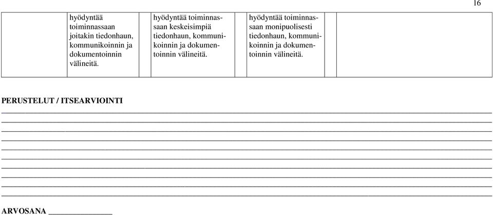 hyödyntää toiminnassaan keskeisimpiä tiedonhaun, kommunikoinnin ja