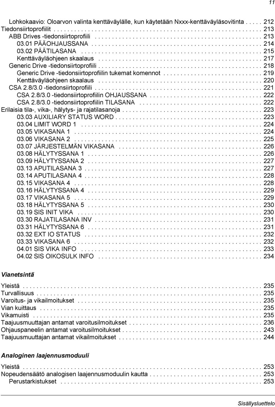 ............................................... 217 Generic Drive -tiedonsiirtoprofiili................................................ 218 Generic Drive -tiedonsiirtoprofiilin tukemat komennot.