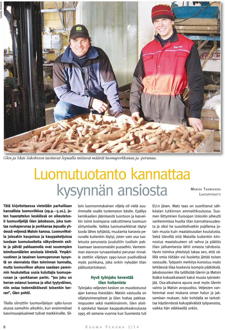 ), joten haastattelun keskiössä on oikeutetusti luomuviljelijä Glen Jakobsson, joka tuottaa ruokaperunaa ja porkkanaa Jepualla yhdessä veljensä Matsin kanssa.