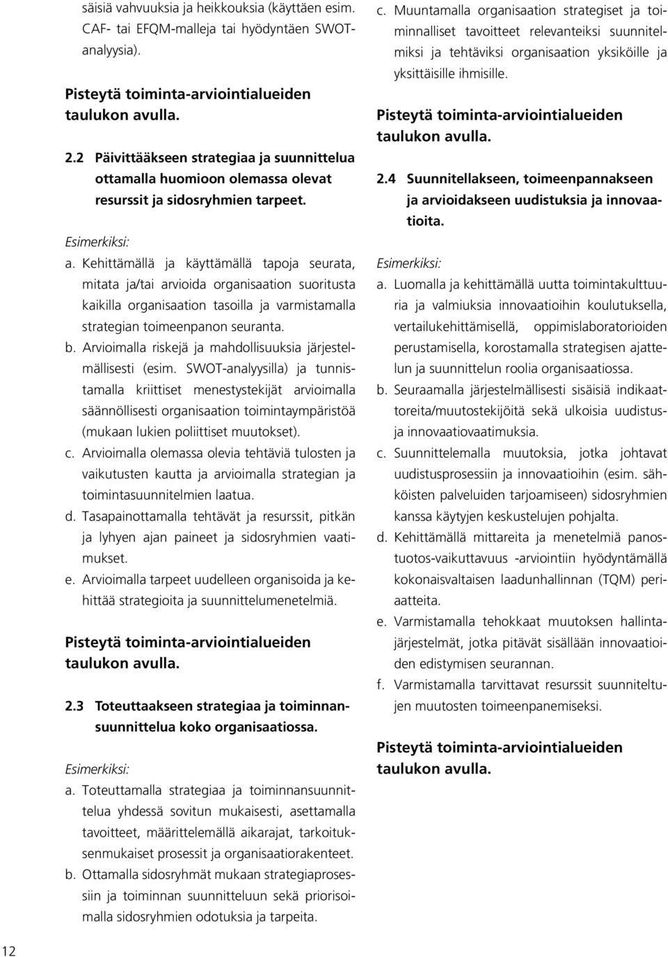 Kehittämällä ja käyttämällä tapoja seurata, mitata ja/tai arvioida organisaation suoritusta kaikilla organisaation tasoilla ja varmistamalla strategian toimeenpanon seuranta. b.