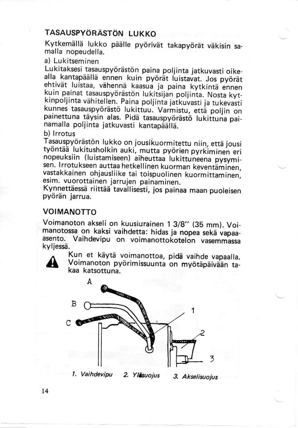 luistaa, viihenne kaasua ja paina kytkintd ennen kurn parnat tasauspyiirdst6n lukitsiian poljinta. Nosta kyt- Xrnporlrnta vahitellen.