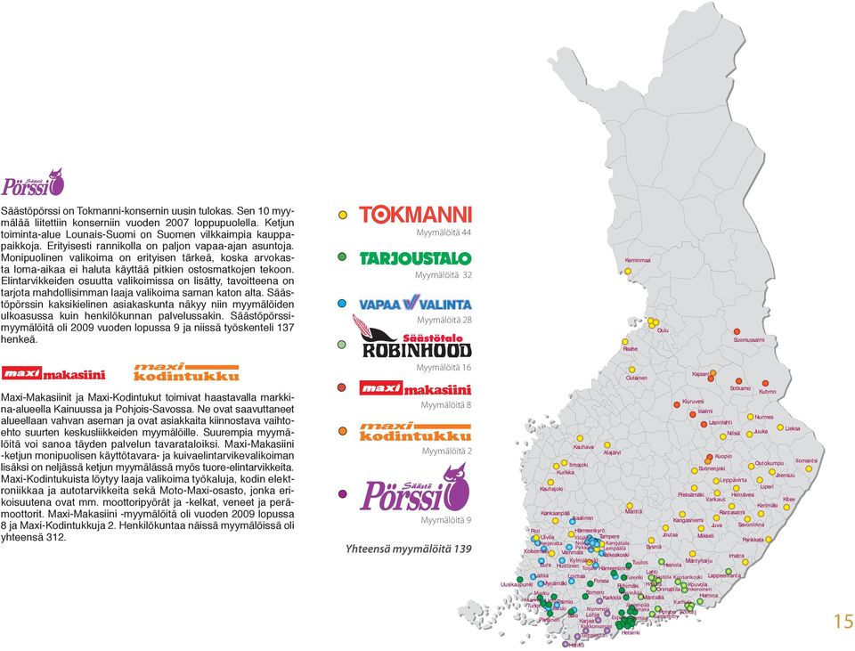 Elintarvikkeiden osuutta valikoimissa on lisätty, tavoitteena on tarjota mahdollisimman laaja valikoima saman katon alta.