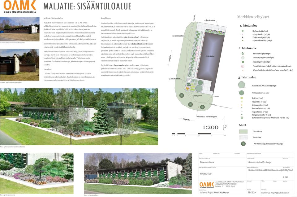 Sisääntuloalue on tällä hetkellä hyvin askeettinen, ja eroaa huomattavasti maljatien yleisilmeestä.