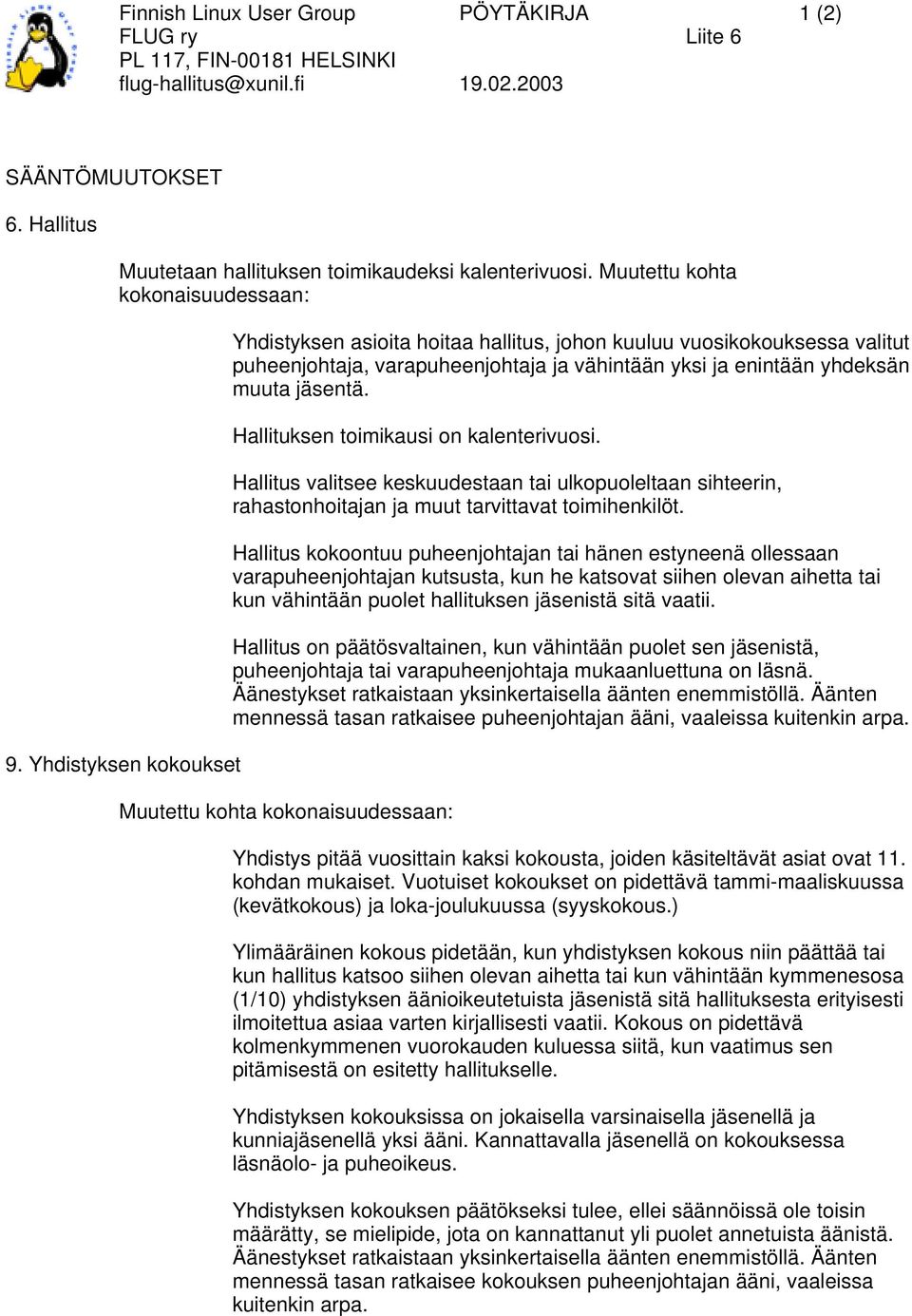 Hallituksen toimikausi on kalenterivuosi. Hallitus valitsee keskuudestaan tai ulkopuoleltaan sihteerin, rahastonhoitajan ja muut tarvittavat toimihenkilöt.