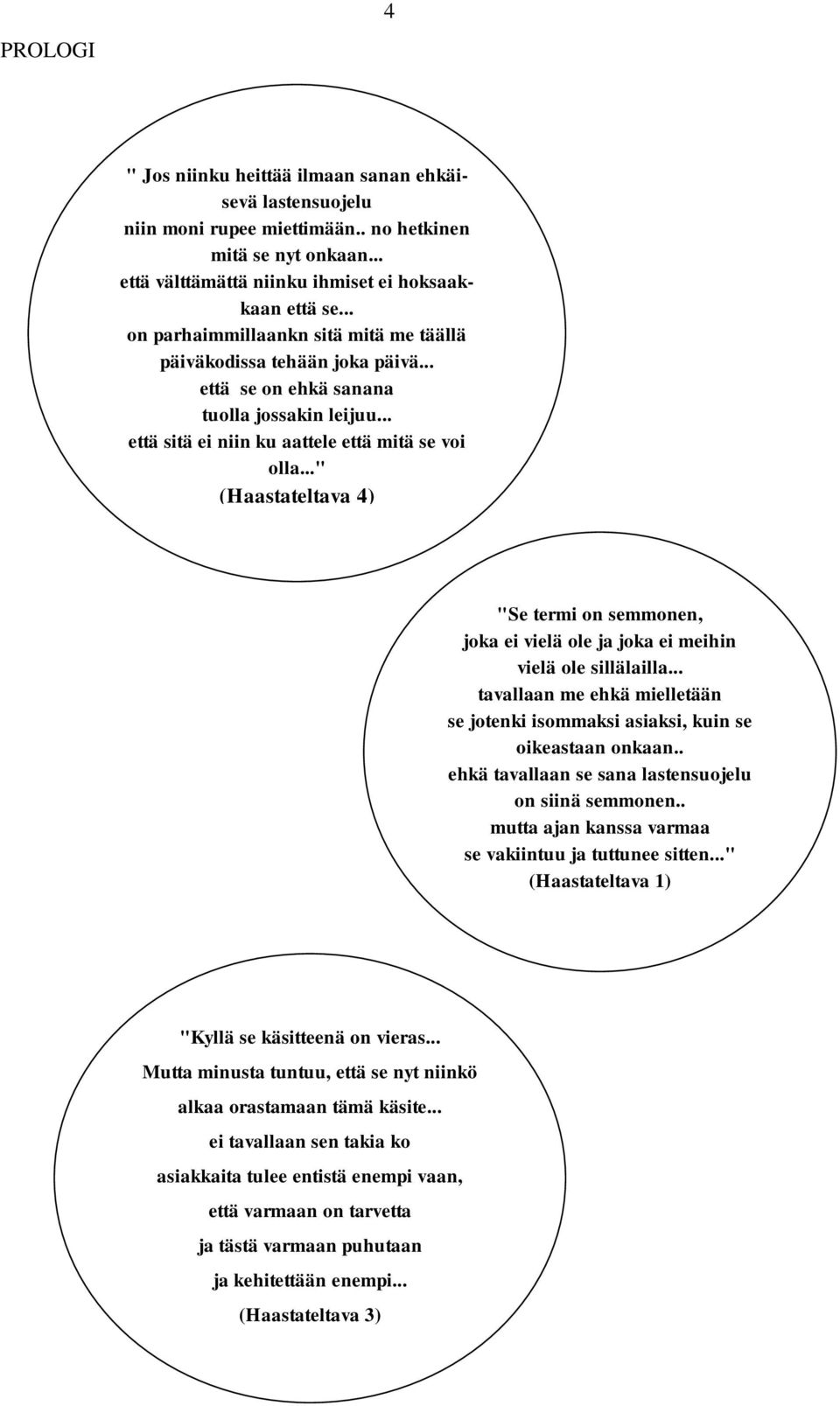 .." (Haastateltava 4) "Se termi on semmonen, joka ei vielä ole ja joka ei meihin vielä ole sillälailla... tavallaan me ehkä mielletään se jotenki isommaksi asiaksi, kuin se oikeastaan onkaan.