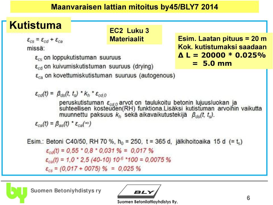 Esim. Laatan pituus = 20 m Kok.